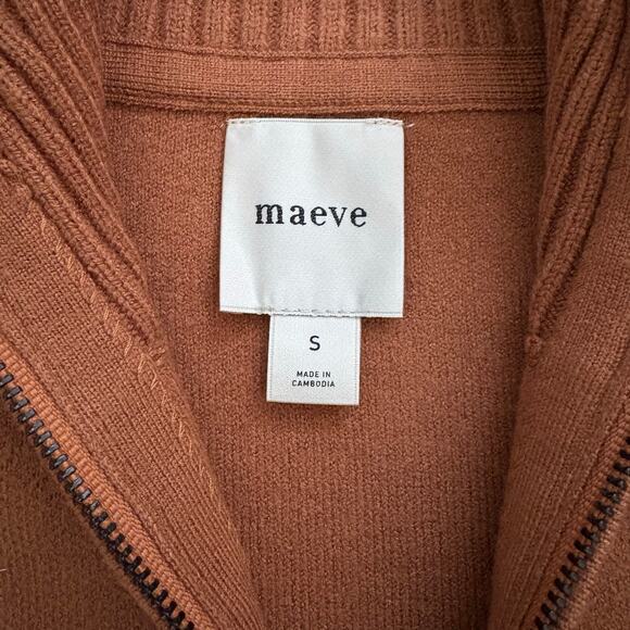 Anthropologie Montana Horses Mock-Neck Half-Zip Sweater Bronze S - Picture 3 of 9